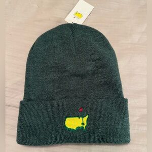 NWT Official Masters Golf Embroidered Logo Green Beanie Cold Weather Hat 2025
